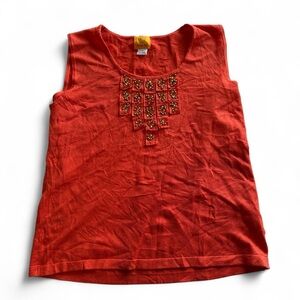 Ruby Rd. Beaded Y2K Orange Embellished Tank Top